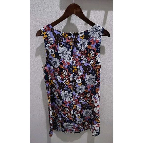 MODCLOTH Purple Floral Retro Shift Dress Sleeveless Linen Blend Plus Sz M‎ - Picture 4 of 9